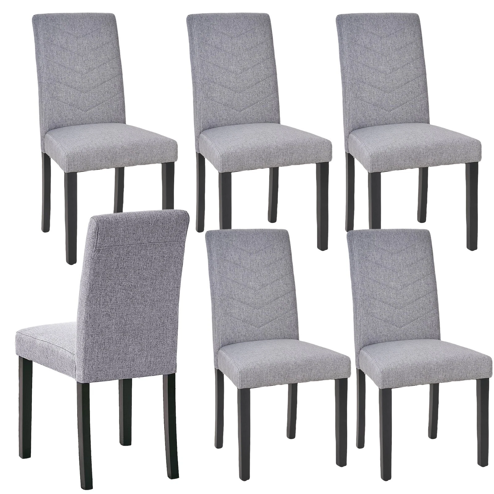 Set of 4/6 Dining Chair High Back Armless Linen Fa